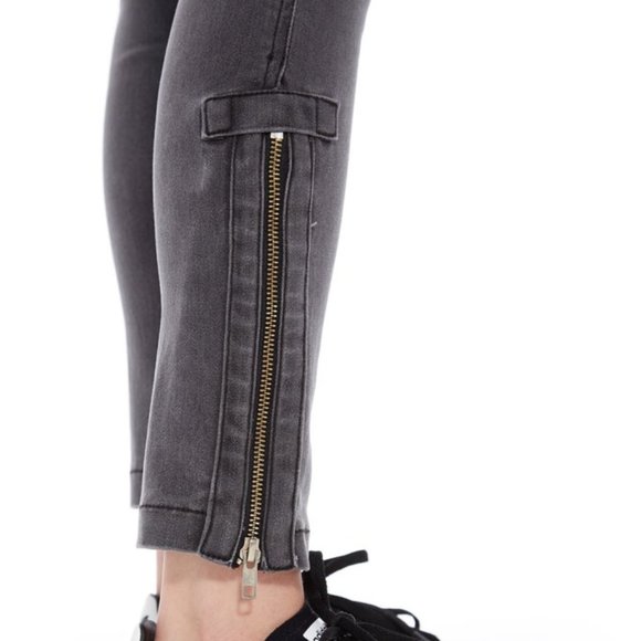 FOR4 Women's sz 26 Gray Iris Chain Ankle Zip Crop Mid-Rise Stretch Skinny Jeans - Picture 14 of 14